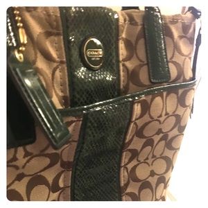 Green and Brown Coach Medium Arm Bag